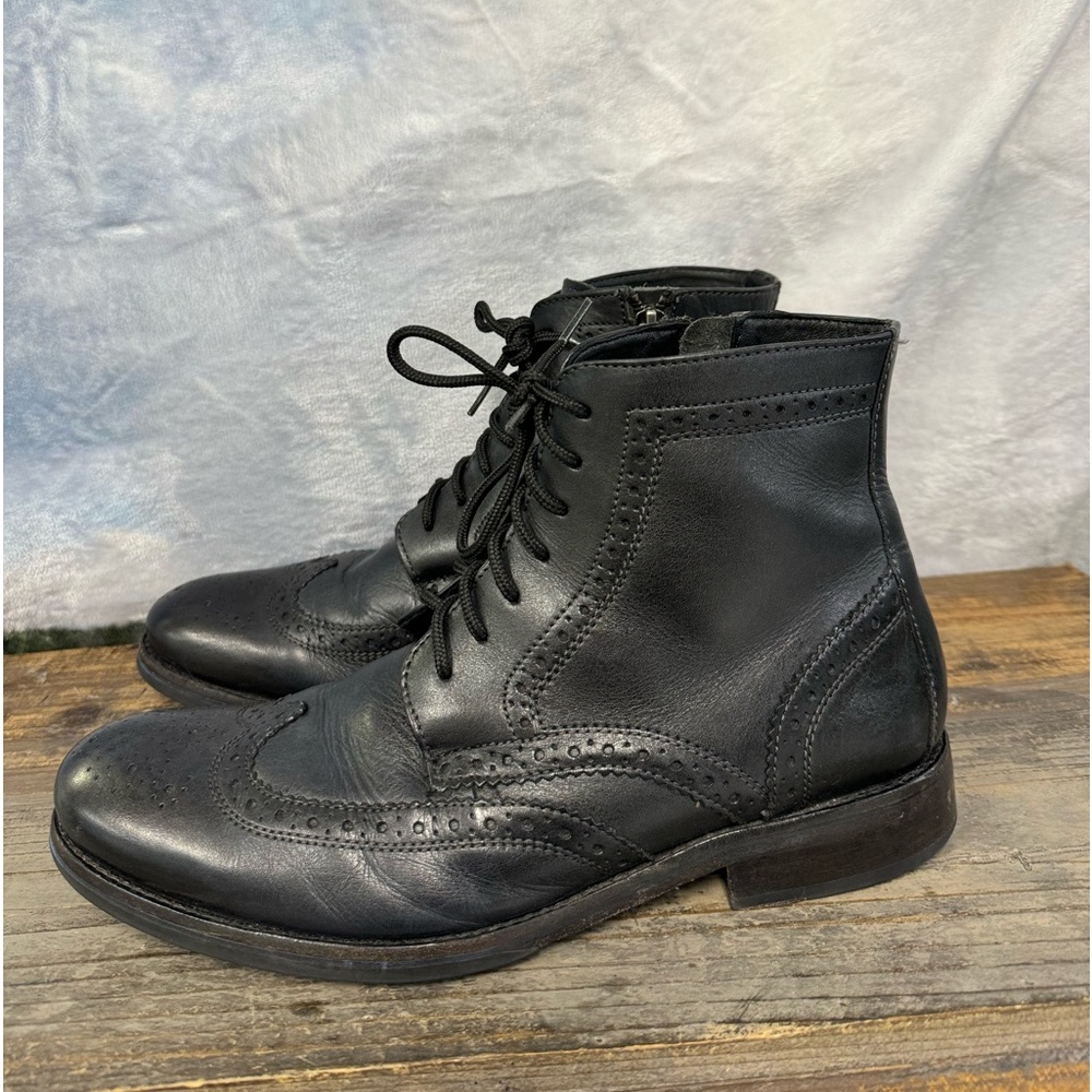 Rockport Men’s Wyat Wingtip Black Leather Boot Size 9.5